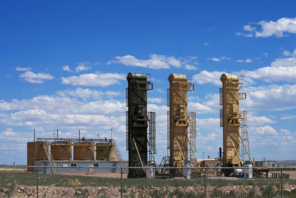 Well pads used for horizontal drilling stand in the Uinta Basin near Duchesne, Utah on Thursday, 13 July 2023.