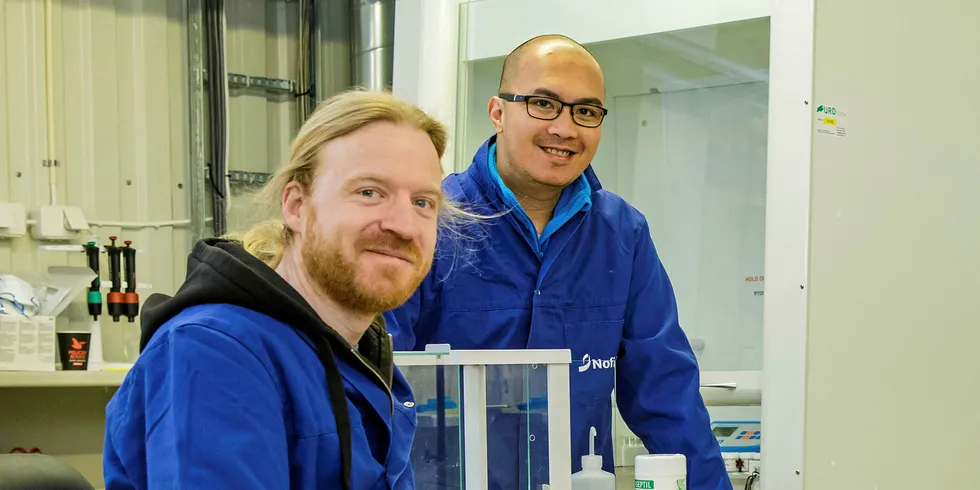 Nofima's Gerrit Timmerhaus and Carlo Lazado.