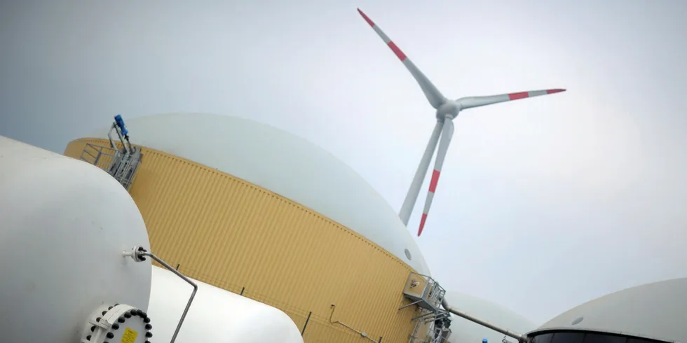 Hydrogen storage at a plant in eastern Germany that produces electricity, heat and hydrogen from wind turbines.