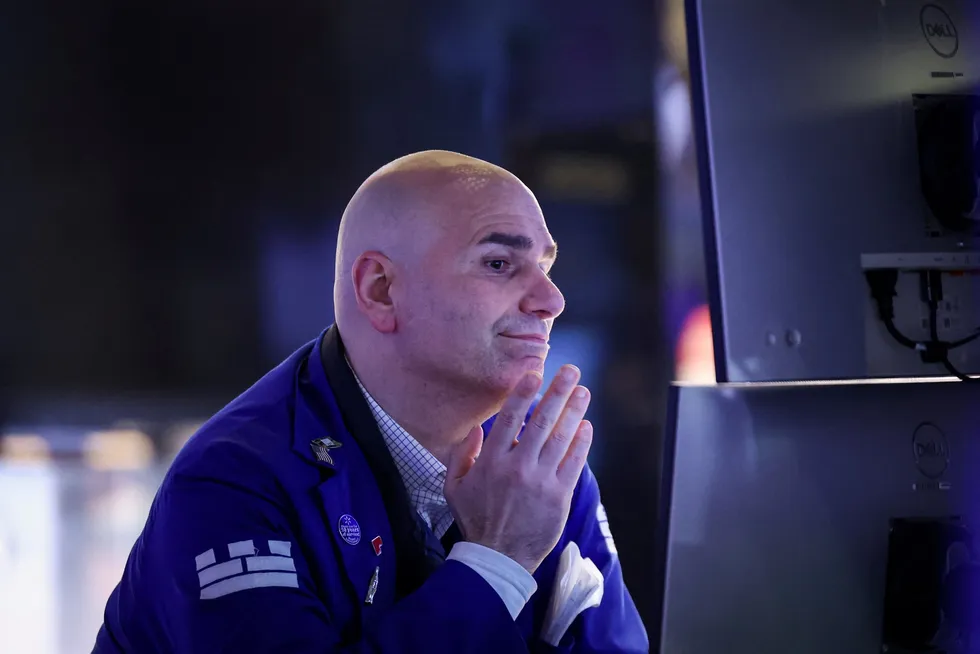A trader works on the floor at the New York Stock Exchange (NYSE) in New York City, US, on Monday.