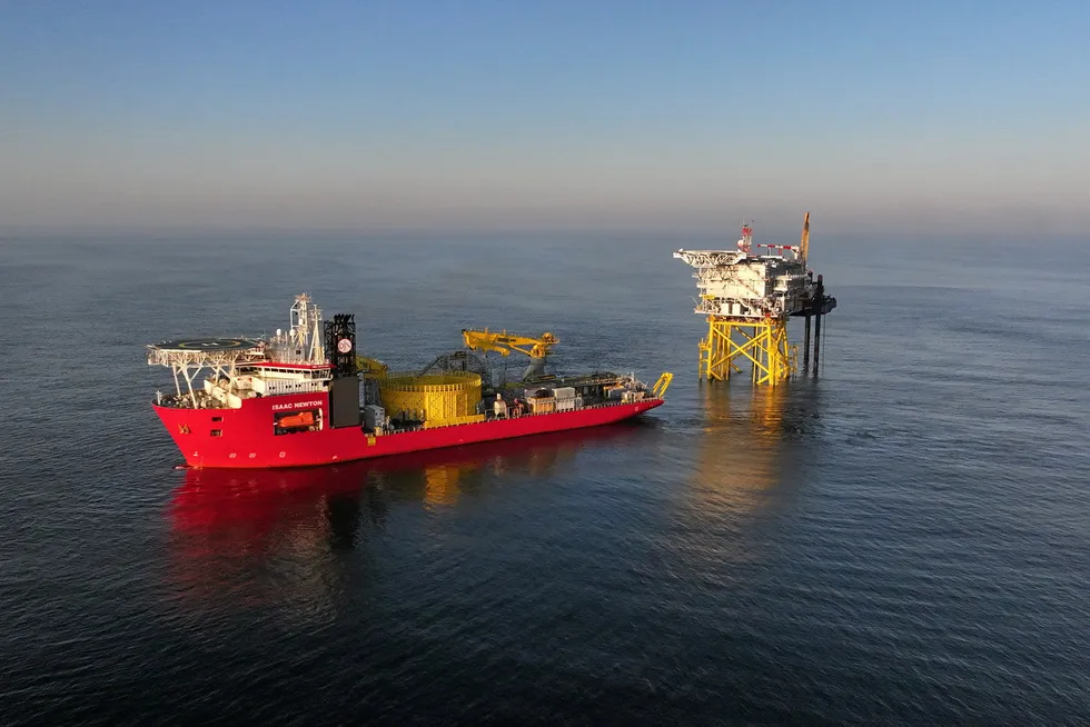 Jan de Nul's Isaac Newton cable laying vessel at work in US waters.