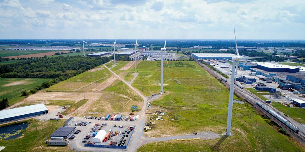 Goldwind turbines at a Whirlpool facility in Ohio.