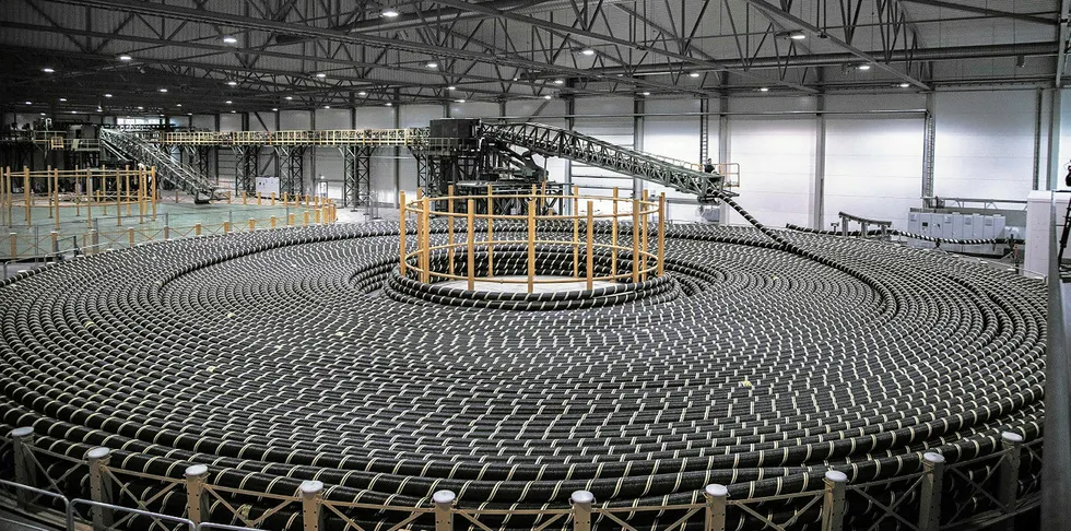 Cable awaiting load-out at Prysmian’s cable factory in Pikkala, Finland