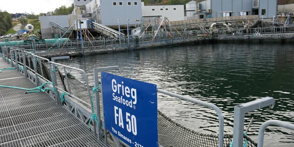 Grieg Seafood's harvest facility in Alta in northern Norway.