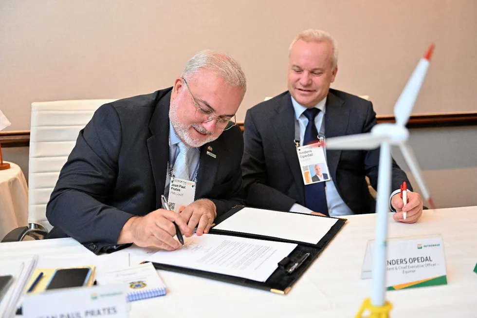 Petrobras chief executive Jean Paul Prates (left) and Equinor counterpart Anders Opedal