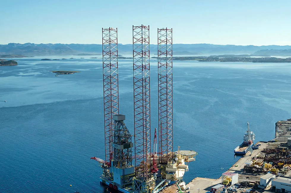 Set for spud: the ultra-harsh-environment jack-up Maersk Interceptor . .