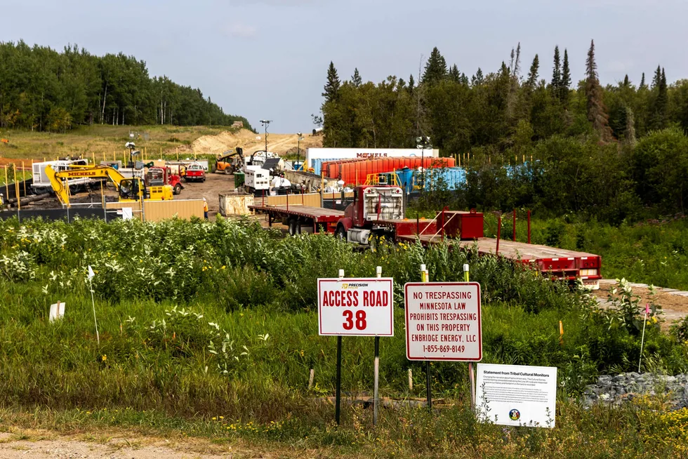 Conduit: Sections of the Enbridge Line 3 pipeline under construction in Minnesota