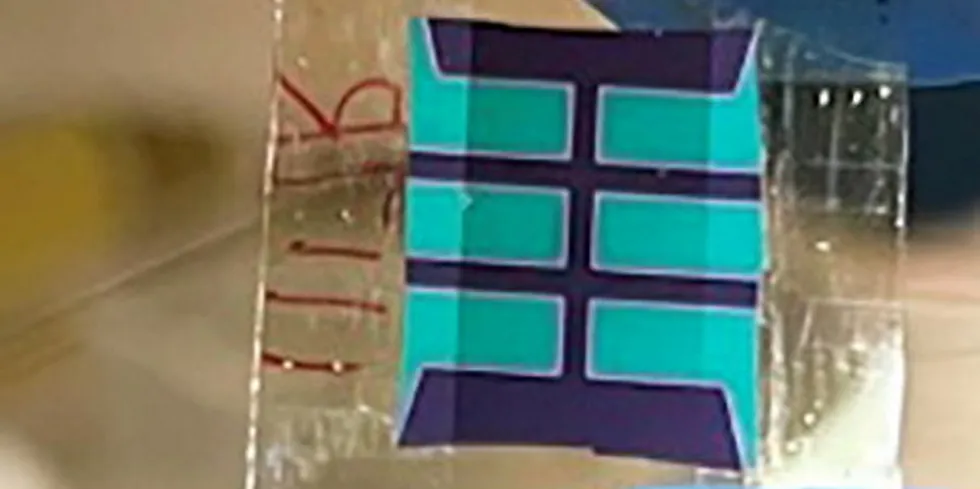 A bifacial perovskite solar cell.
