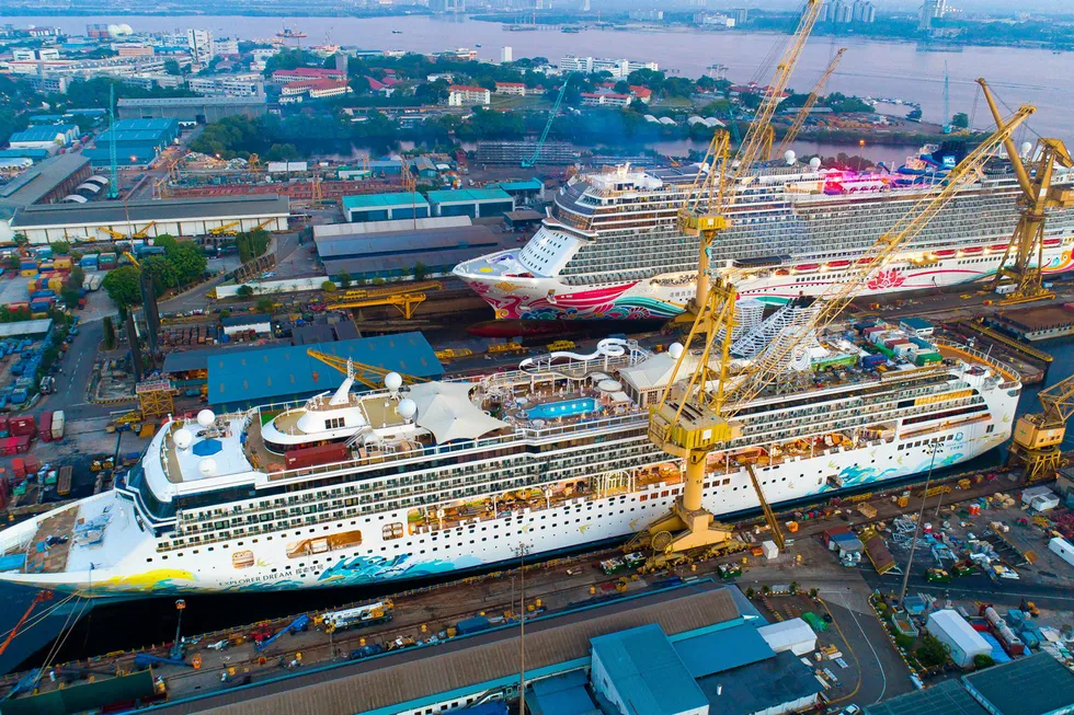 Workplace: the LLoyd's Register surveyor worked on vessels at Sembcorp Marine's Admiralty shipyard (pictured)