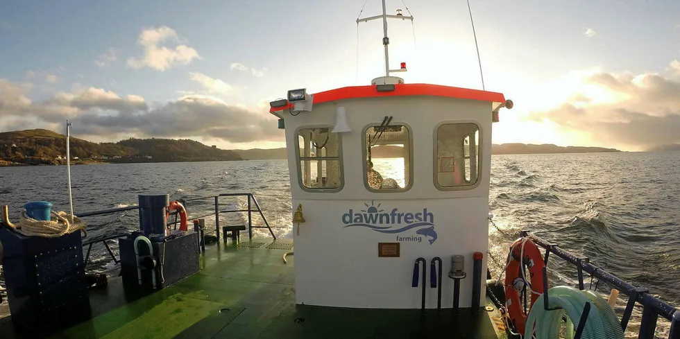 Dawnfresh Seafoods boat, the Falls of Lora in Loch Etive.