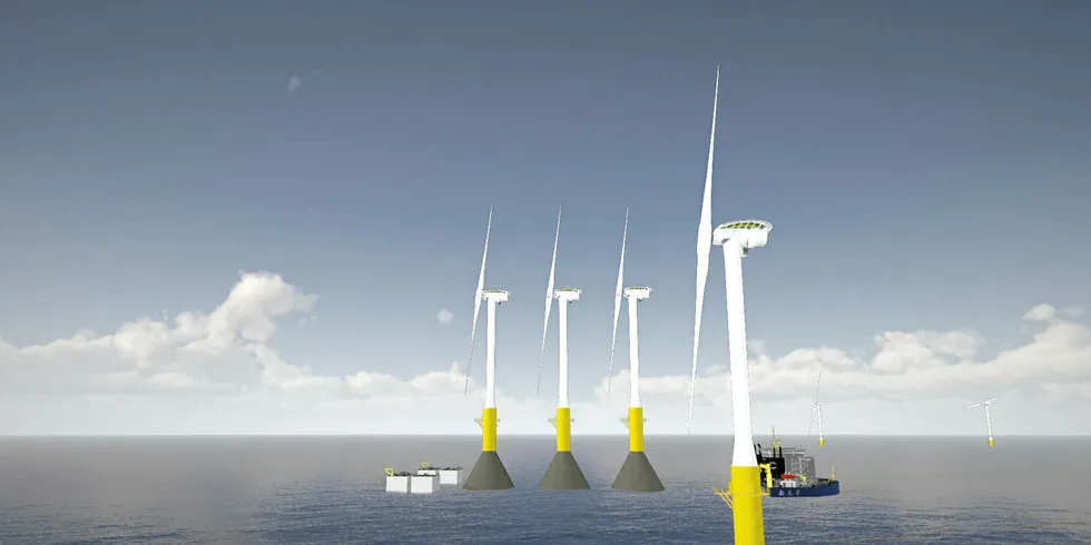 A rendering of Seawind turbines