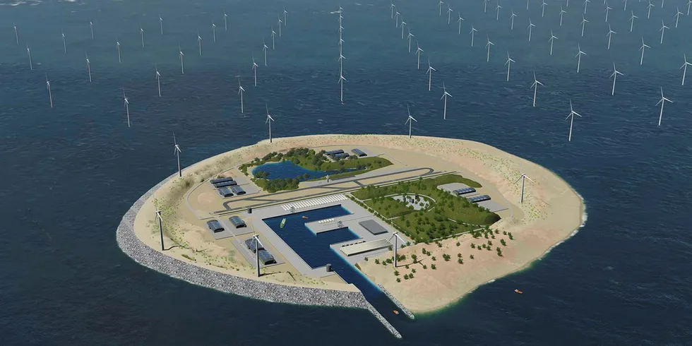 A rendering of a North Sea 'Power Link Island'