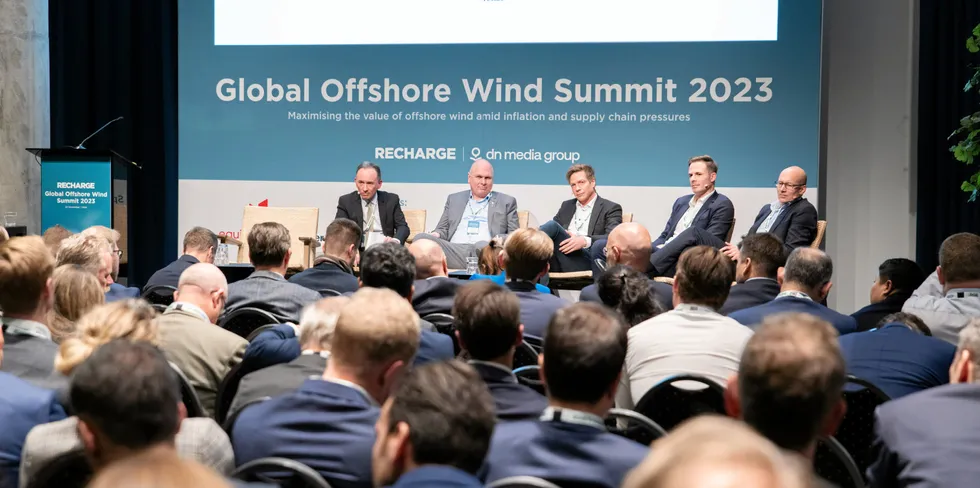 Mingyang's Europe head Karsten Merker sits far right on the Recharge event panel.