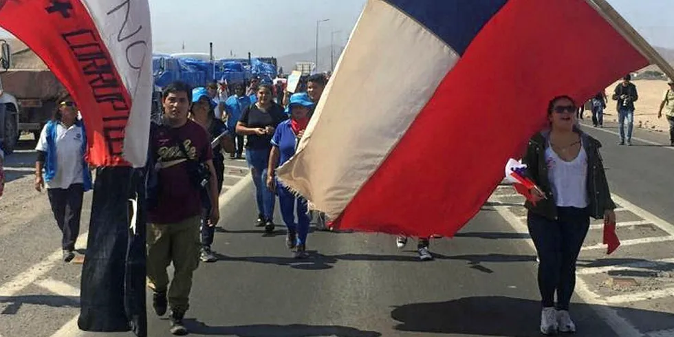 Protestors out on the streets again Chile.