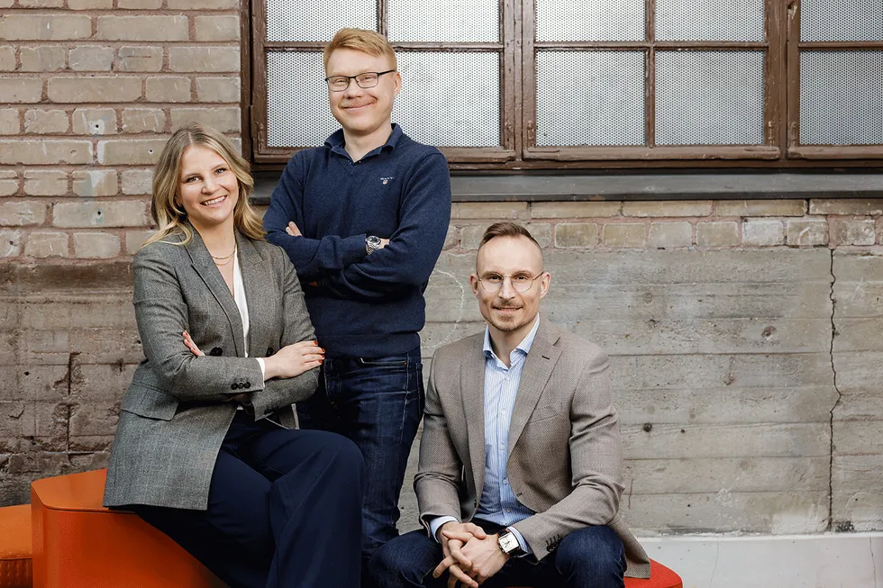 SuperGround COO Inka Liljestrom (to the left), Co-Founder Santtu Vekkeli (middle) and Founder and CEO Jaakko Kaminen (to the right).