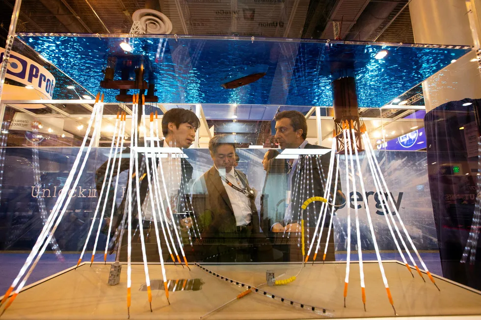 Innovation: delegates in the exhibition hall at the the 2019 Offshore Technology Conference in Houston