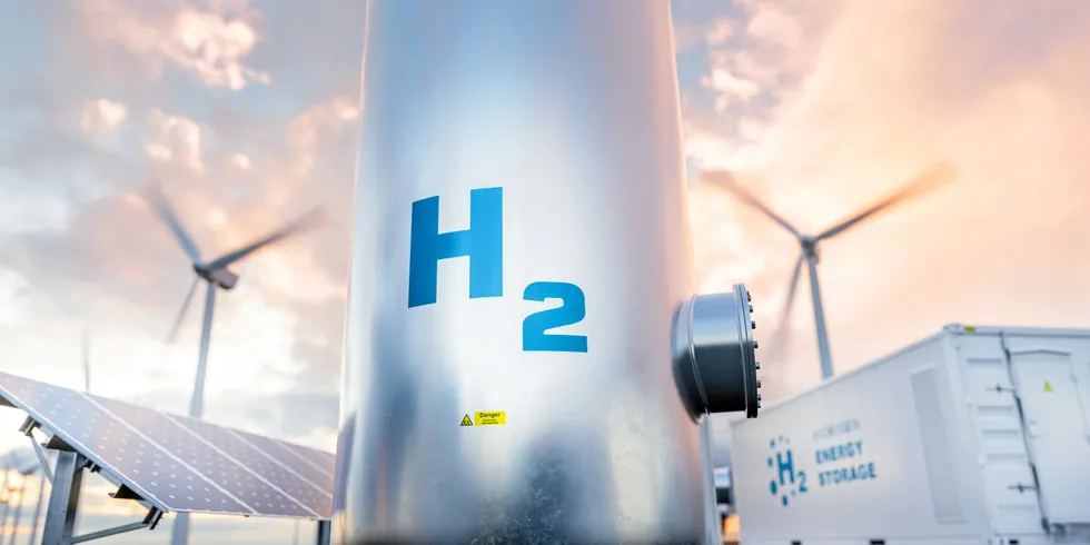 Computer rendering of a wind-powered green-hydrogen project.
