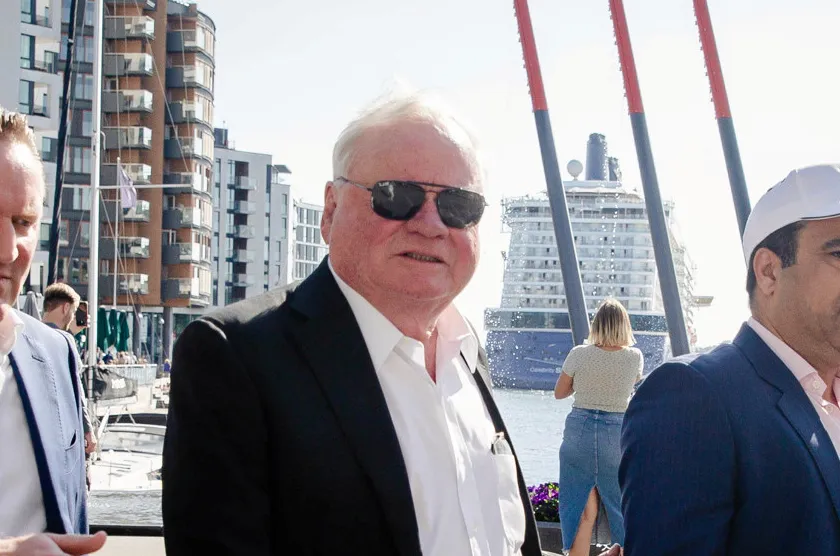 John Fredriksen (in sunglasses) at the recent Nor-Shipping event