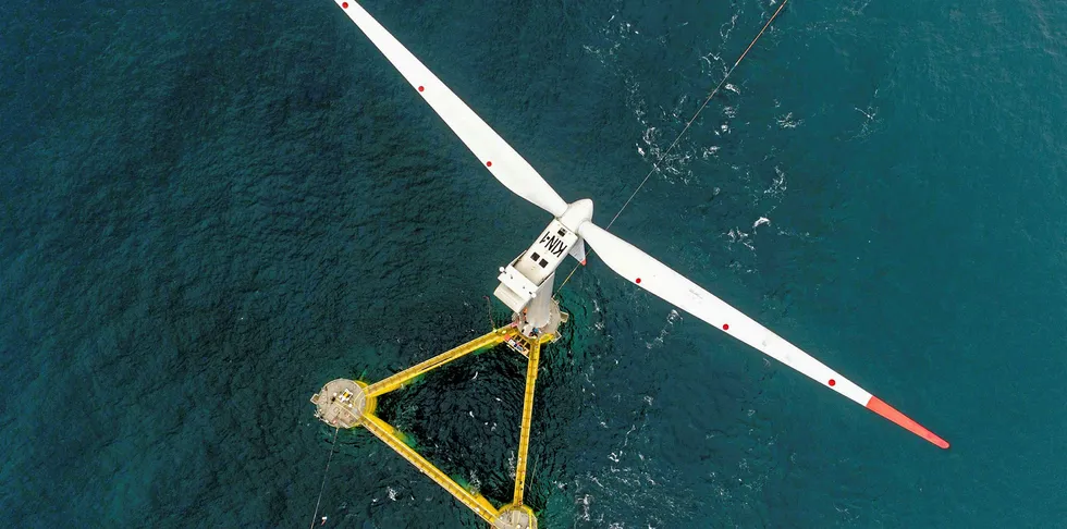 The scout turbine at Scotland's 50MW Kincardine floating wind array last year