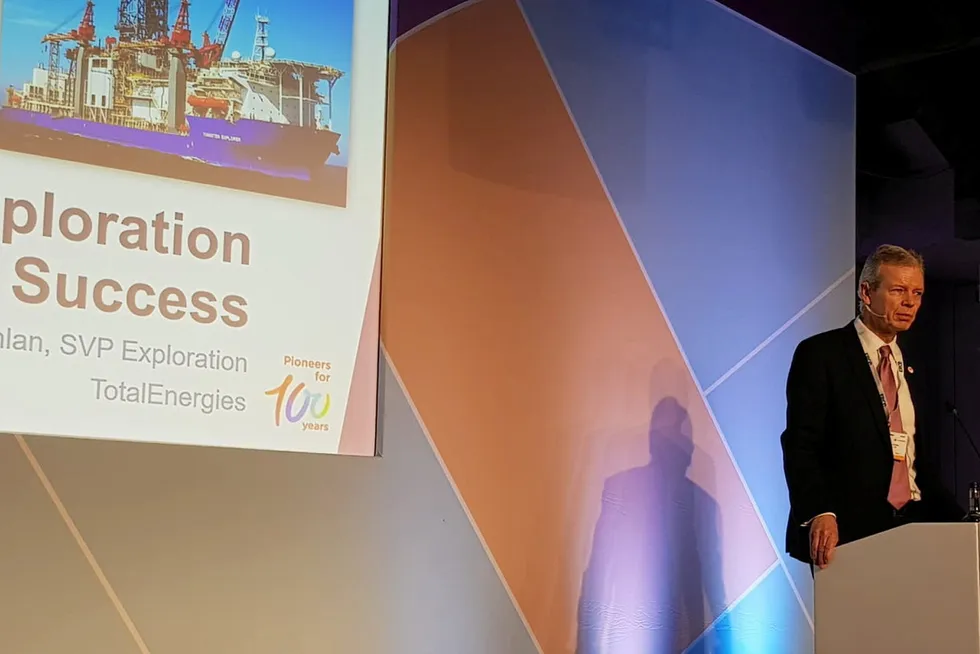 Kevin McLachlan, TotalEnergies' head of exploration, speaking in London in March 2024.