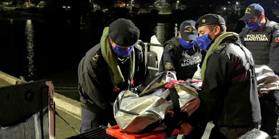 The body of a life raft passenger was removed with the help of a remotely operated underwater vehicle (ROV).