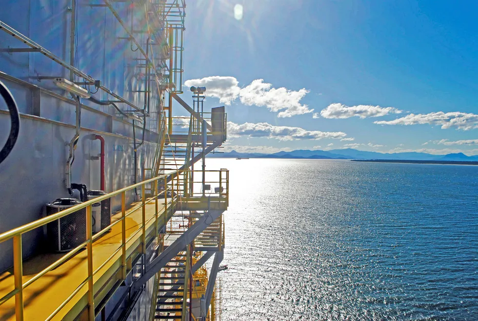 Sweet success: the view from the P-76 at the Techint shipyard shows the tip of Honey Island and the Bay of Paranagua, Parana.
