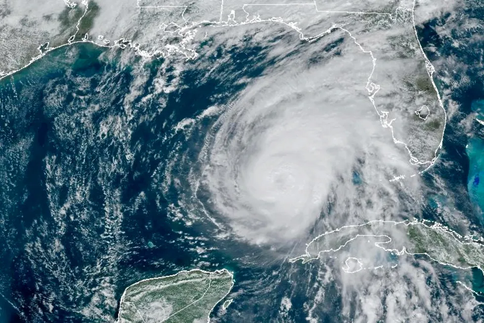 This satellite image taken Thursday, 7 November 2024, provided by the US National Oceanic and Atmospheric Administration (NOAA), shows Hurricane Rafael in the Gulf of Mexico.