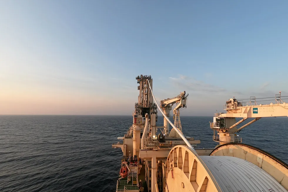 Installation: the heated flowline being laid offshore Norway