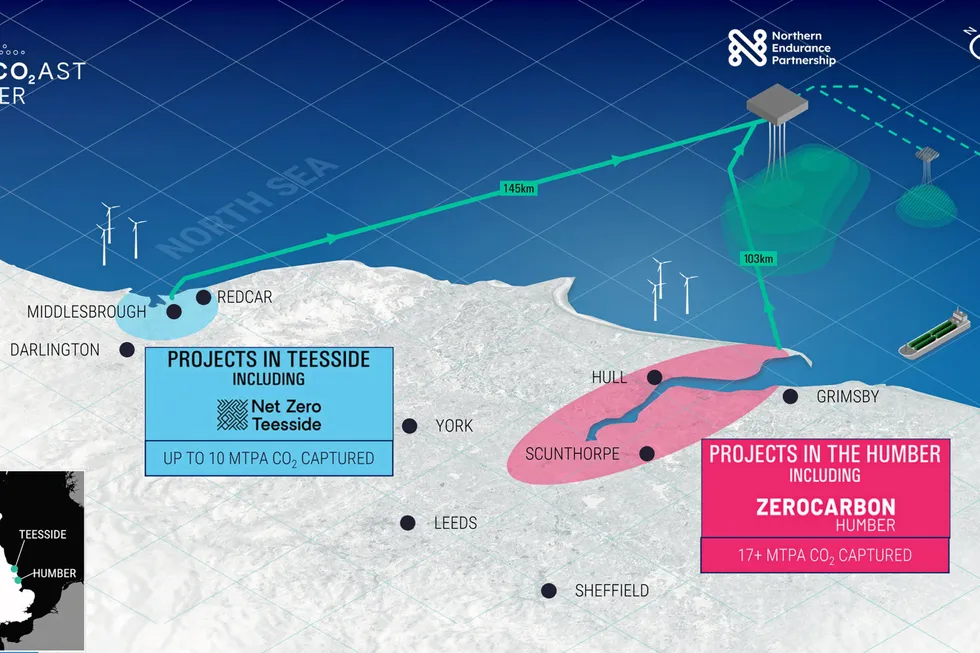 Vanguard project: The UK East Coast Cluster will use common infrastructure to transport carbon dioxide from emitters in the Humber and Teesside areas