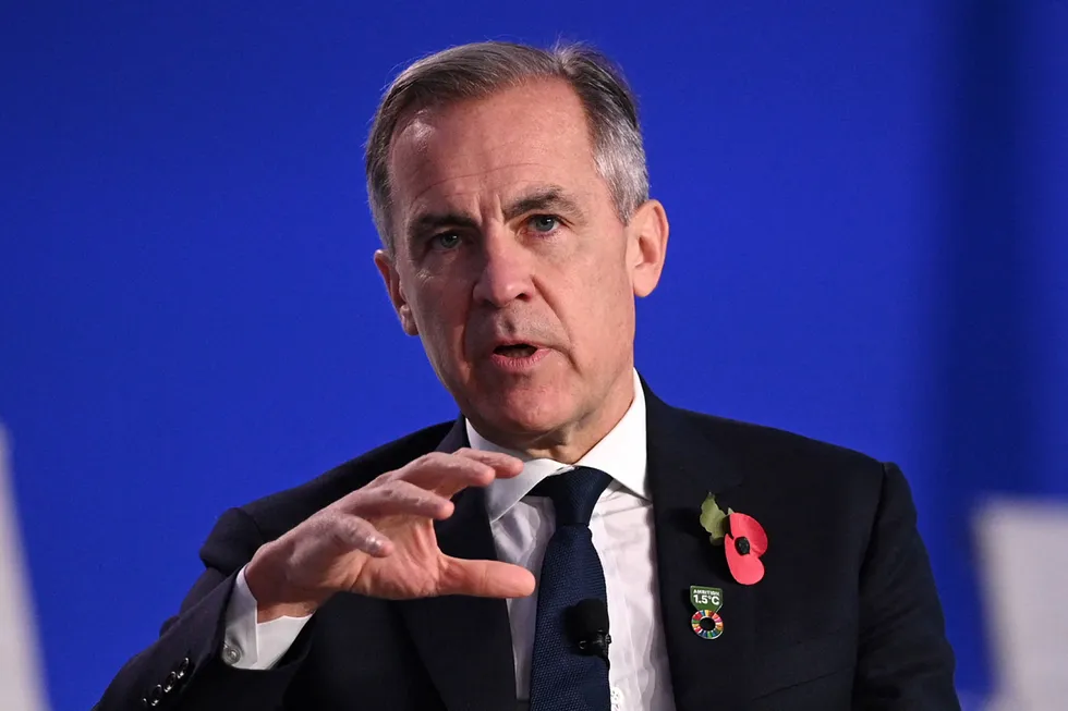 Pledges: Mark Carney, the former Bank of England governor and now the UN special envoy for climate action and finance, attends the opening of Finance Day at the COP26 UN climate summit in Glasgow on Wednesday