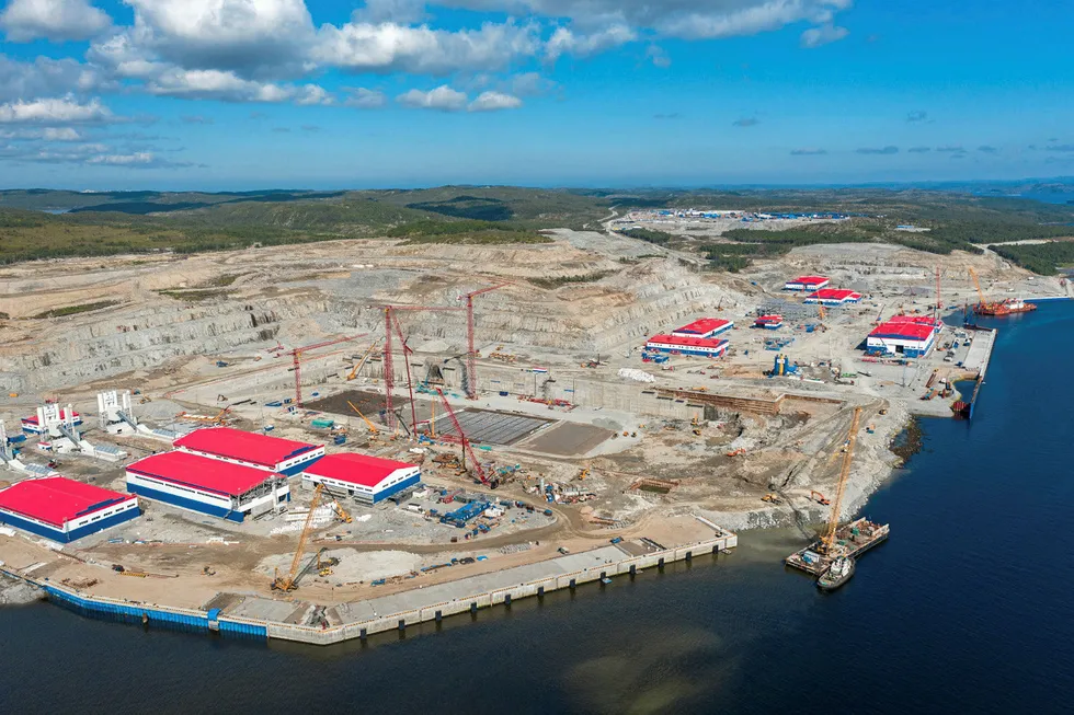 Awaiting delivery: Kola Yard workshops and facilities under construction near the village of Belokamenka in the Murmansk region in Russia