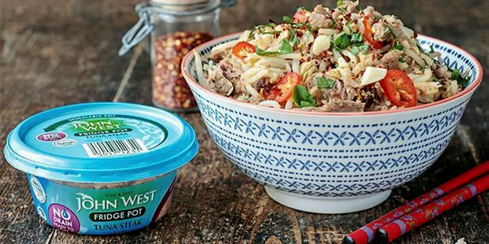 John West tuna fridge pots.