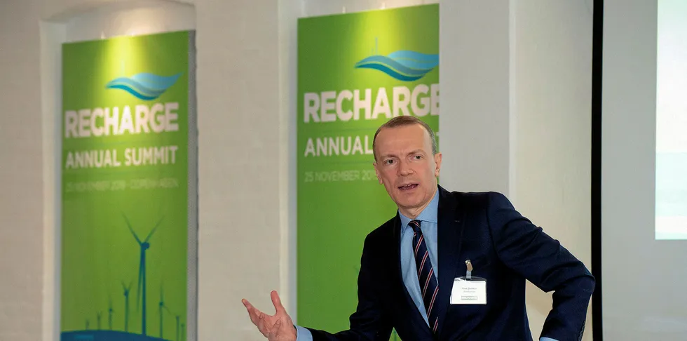Giles Dickson, CEO, WindEurope, speaking at last year's Recharge annual summit.