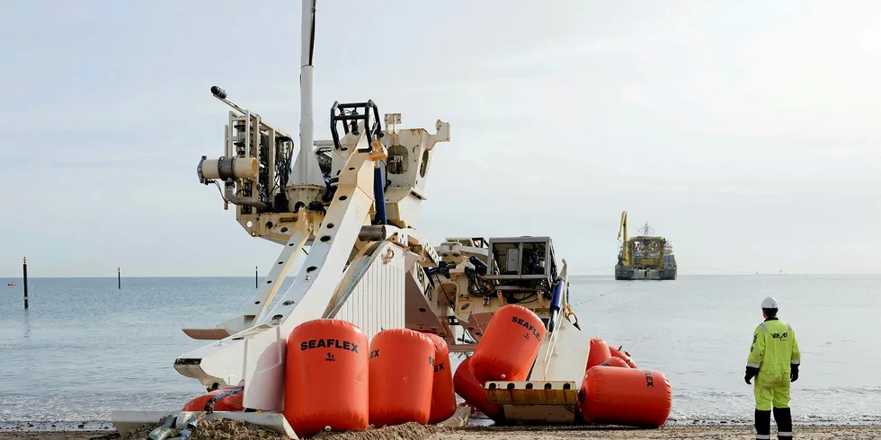 Onshore cabling work being performed for EDF's Blyth offshore project in the UK.