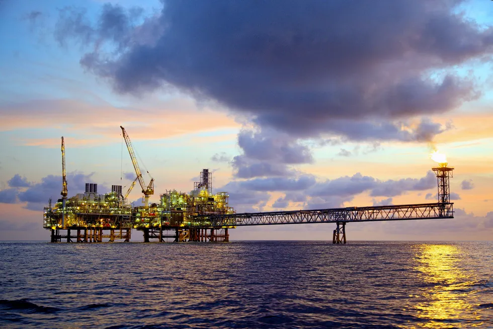 Sunset: the Bayu-Undan platforms in the Timor Sea