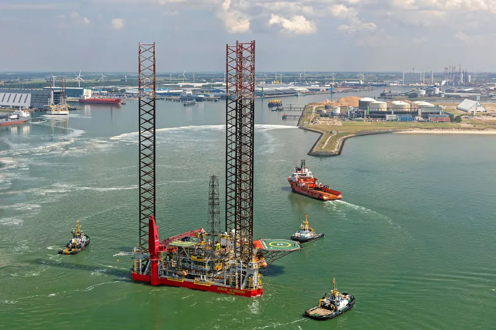 Single unit: the jack-up arriving at Vlissingen in the Netherlands