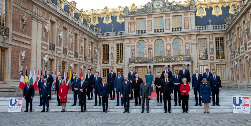 EU leaders at the Palace of Versailles, near Paris, to discuss Russia's invasion of Ukraine