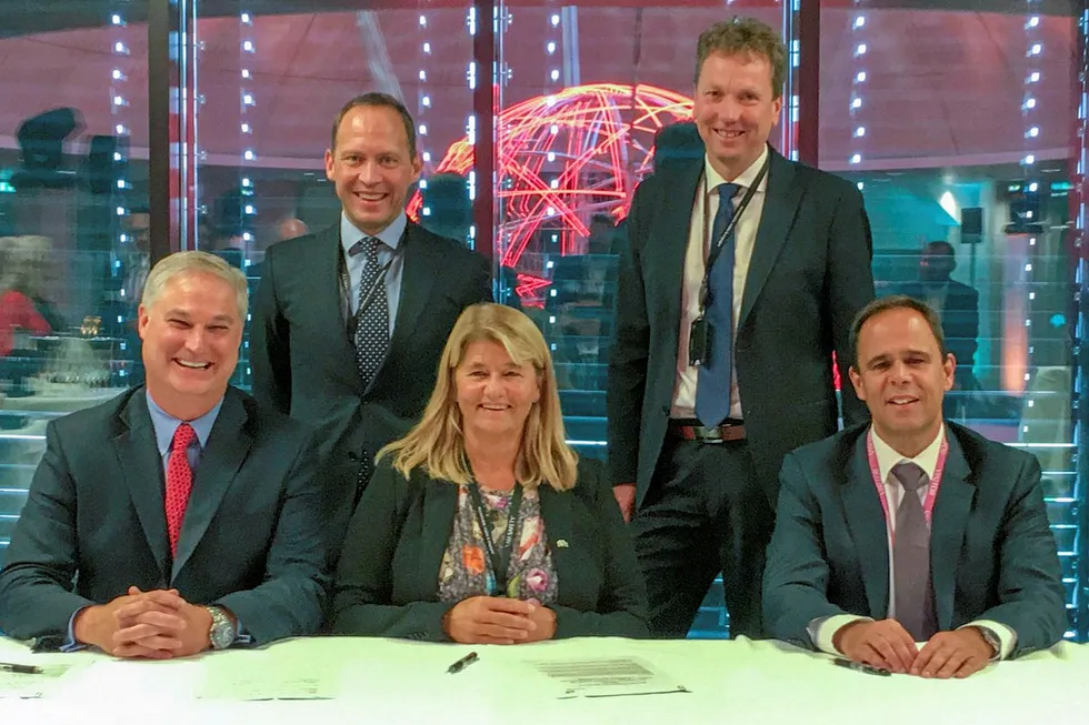 Collaboration: TechnipFMC chief executive Doug Pferdehirt , Equinor senior vice president Torger Rod, Equinor executive vice president Margareth Ovrum, Equinor senior vice president Kjetil Hove, and Aker chief executive Luis Araujo