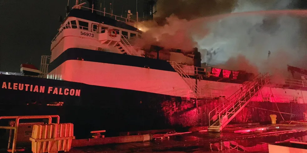 A fire rendered a Trident-owned vessel a total loss.