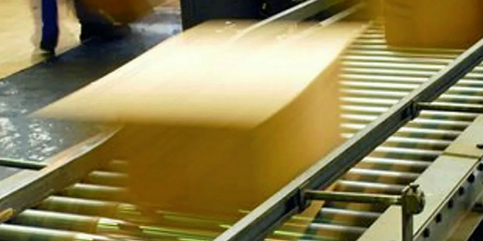 Inside a warehouse of Pacific Packaging Products.