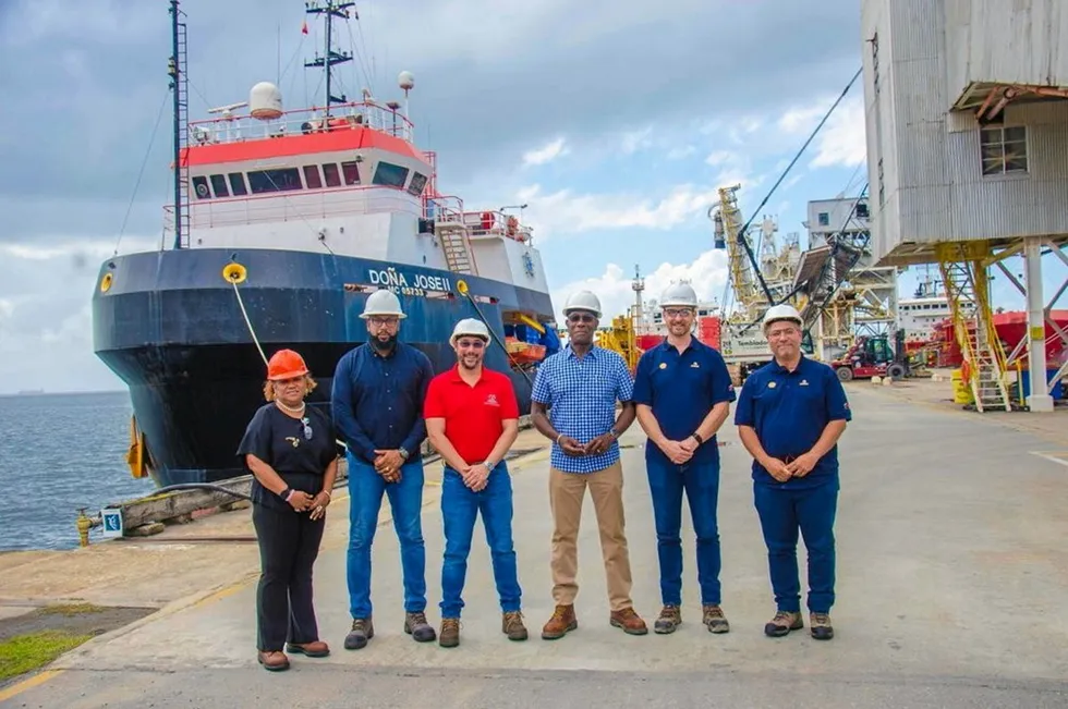 T&T and Shell officials visit the offshore support vessel Dona Jose 2.