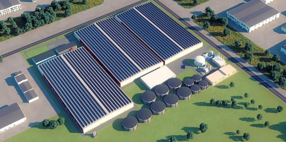 An illustration of the plans for the Yantai land-based salmon farm.