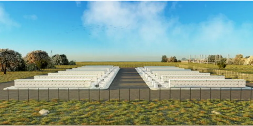 A rendering of one of the planned battery storage facilities in Texas.