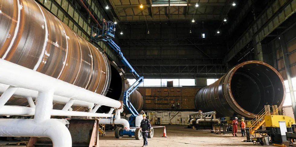 Offshore wind farm transition pieces. Steel prices have hit the sector's economics.