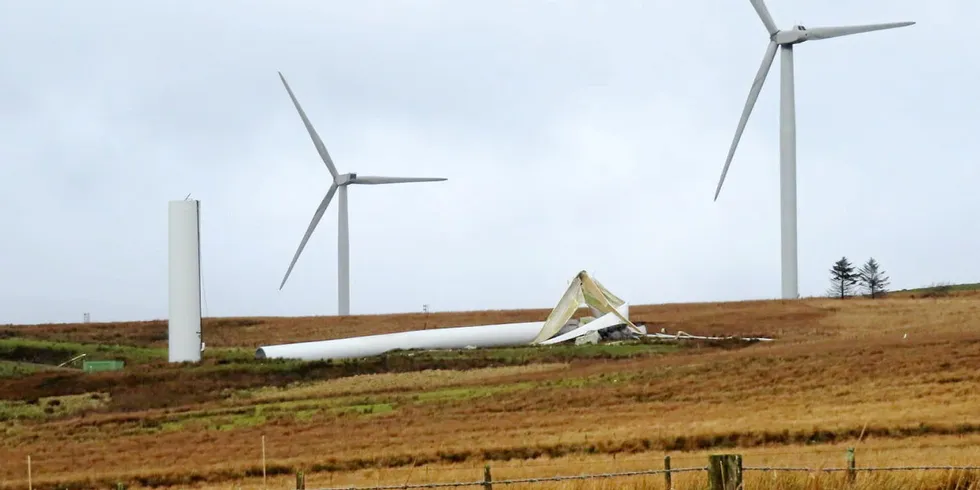 The fallen Nordex turbine in Wales.