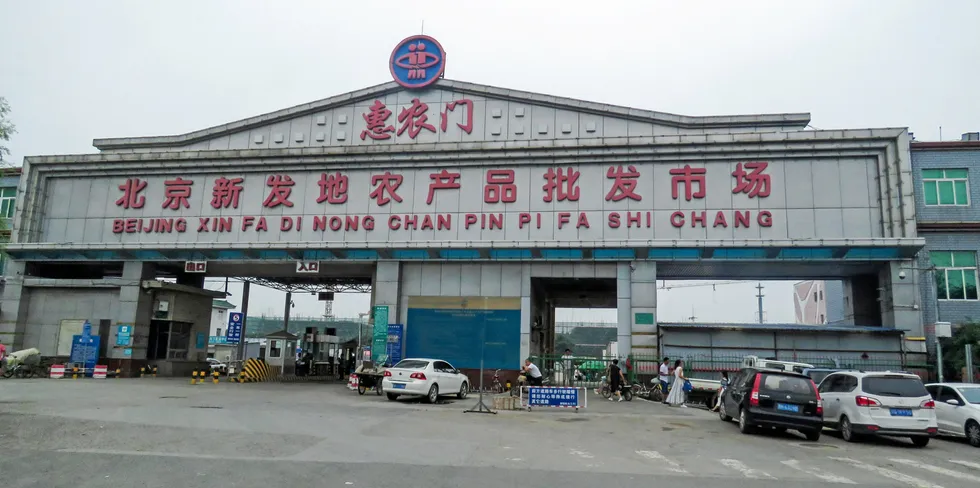 The disovery of traces of COVID-19 on a chopping board of a salmon seller at the Xinfadi wholesale market , Beijing last June sparked a collapse in salmon imports to China