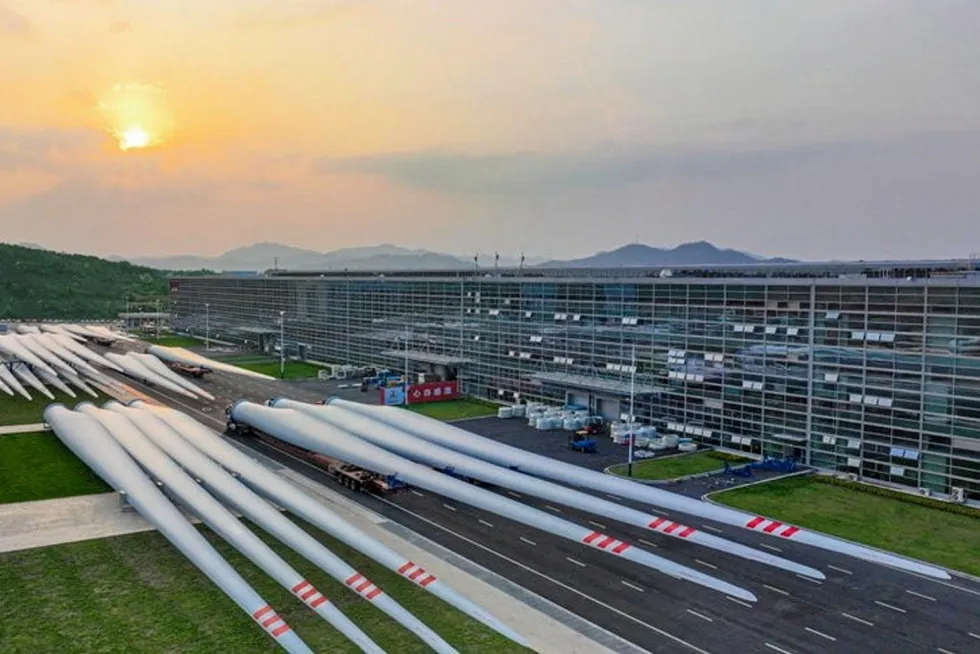 Sany wind turbine blades awaiting transport.