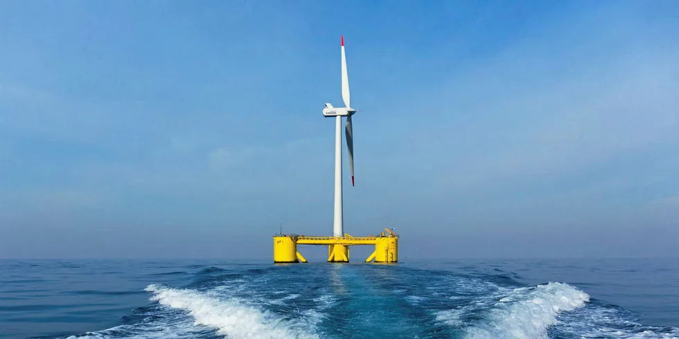 Principle Power’s WindFloat semi-submersible structure seen off Portugal