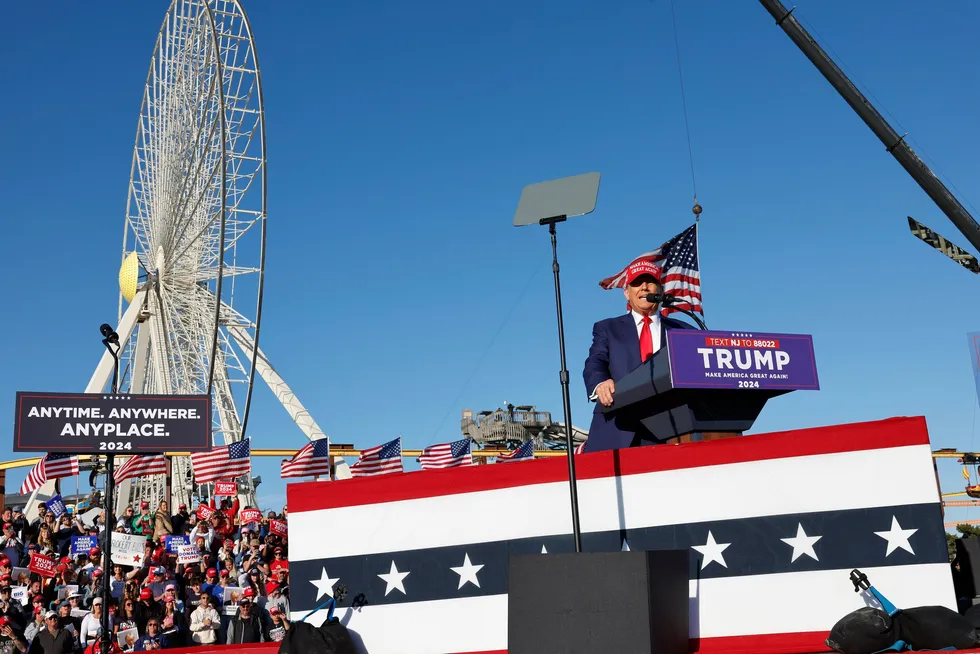 Donald Trump at an election rally in New Jersey where he made his threats against offshore wind.