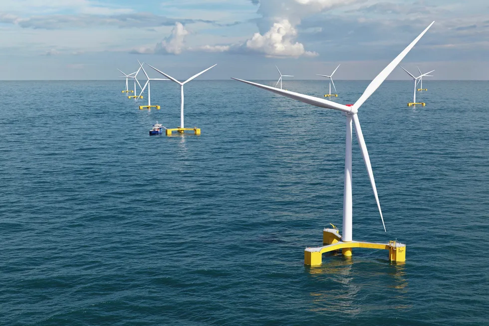 A visualisation of Principle Power's new centre-column WindFloat design.